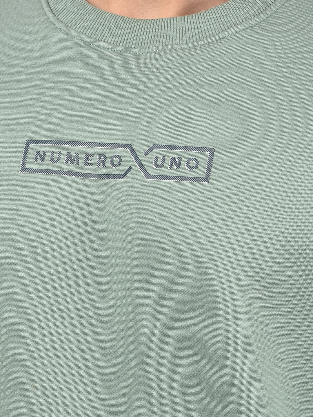 Numero Uno Men Logo Print Green Sweat Shirt